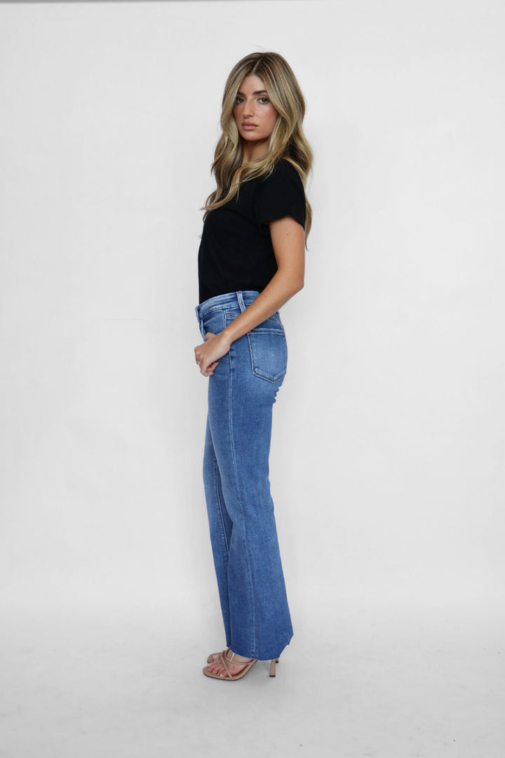 Preorder Sari Mid Rise Seamless Waistband Bootcut Jeans