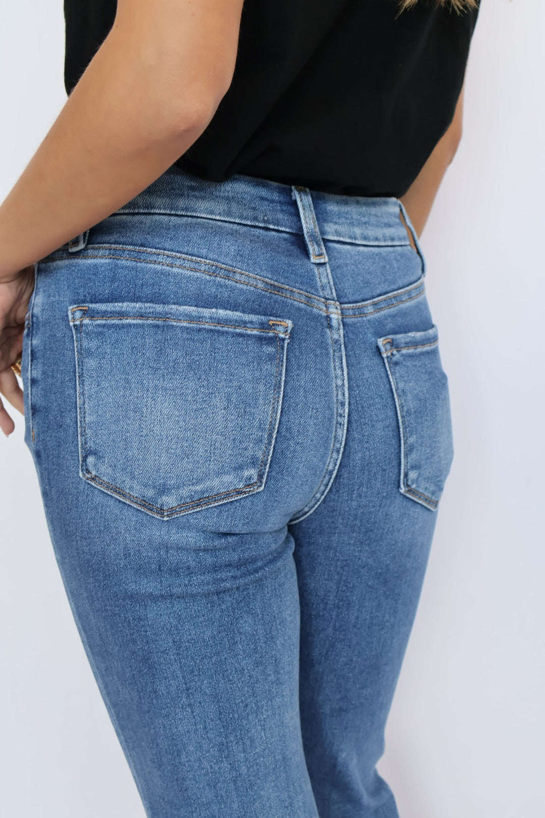 Preorder Sari Mid Rise Seamless Waistband Bootcut Jeans