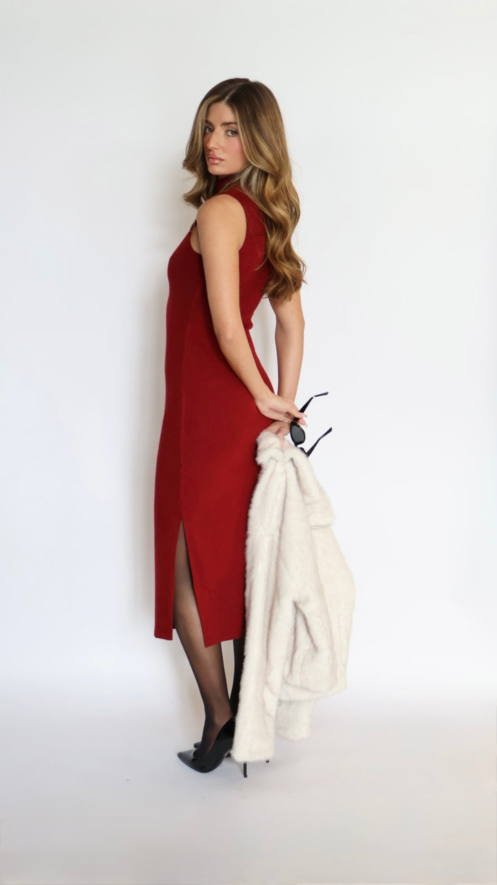 Mock Neck Midi Dress