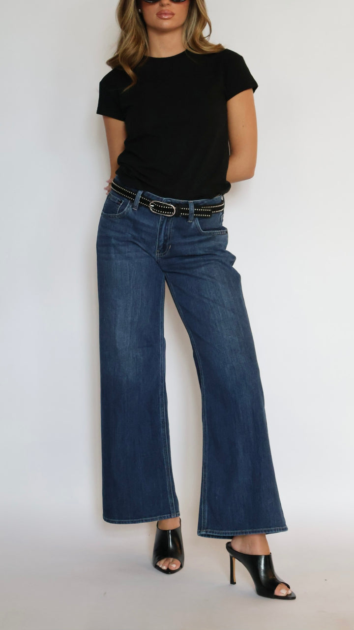 Just Black Denim Stretch Mid Rise Palazzo Jeans