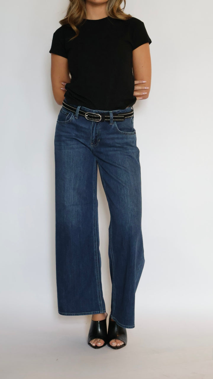 Just Black Denim Stretch Mid Rise Palazzo Jeans