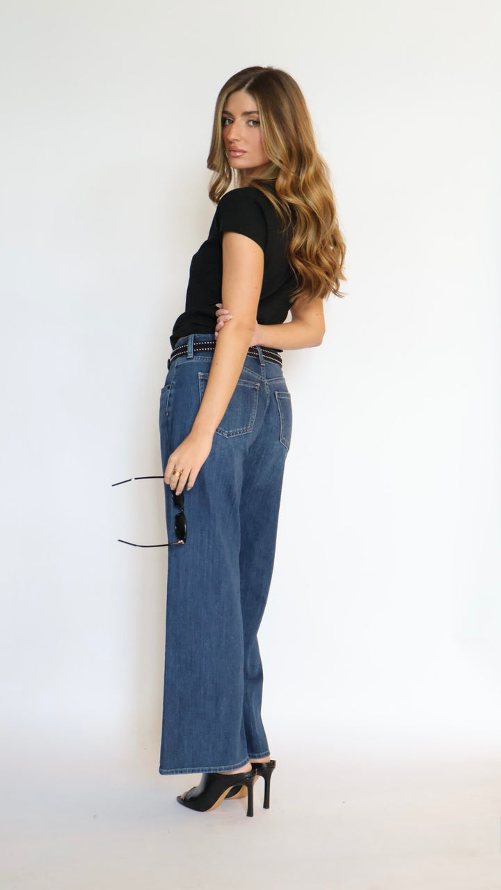 Just Black Denim Stretch Mid Rise Palazzo Jeans