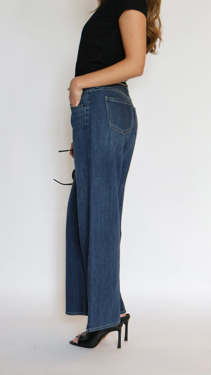Just Black Denim Stretch Mid Rise Palazzo Jeans