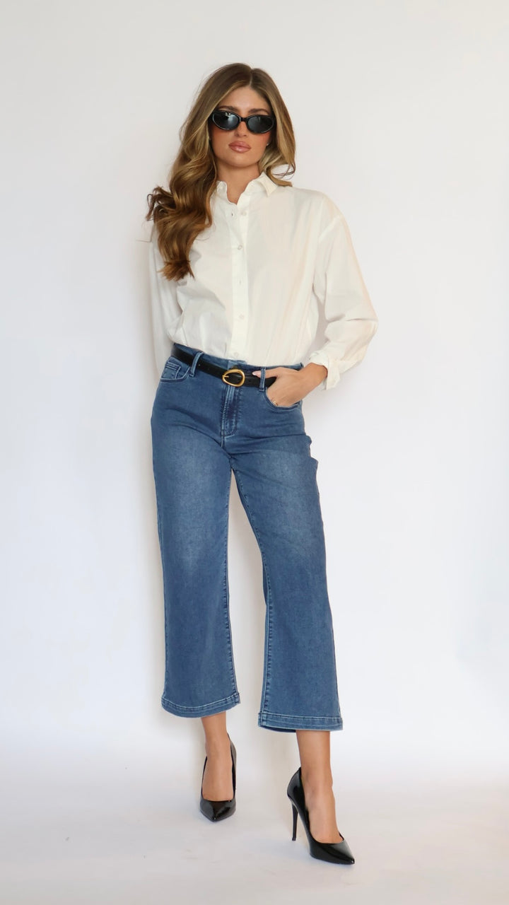 Just Black Denim: Cropped Wide Leg Sweat Pant Jeans