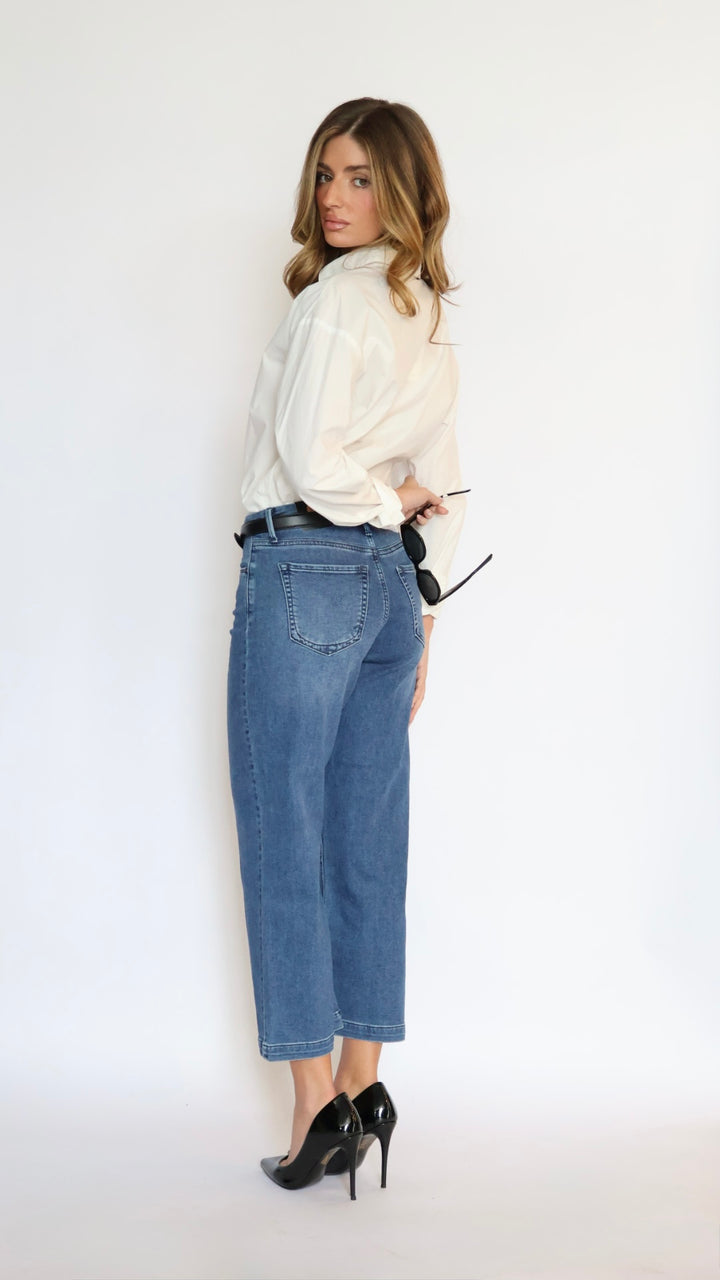 Just Black Denim: Cropped Wide Leg Sweat Pant Jeans