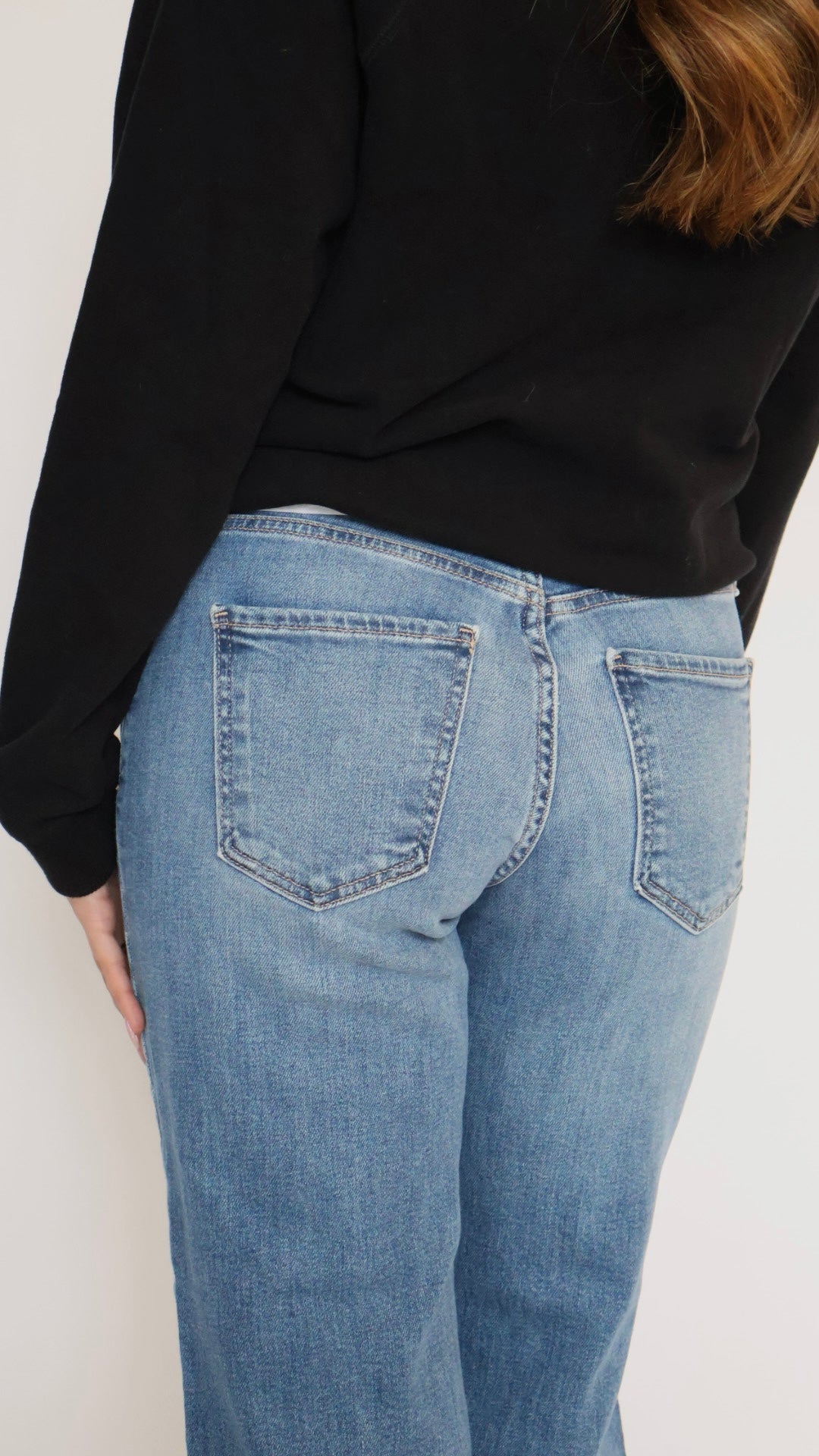 Just Black Denim Mid Rise Slim Wide Leg Jeans