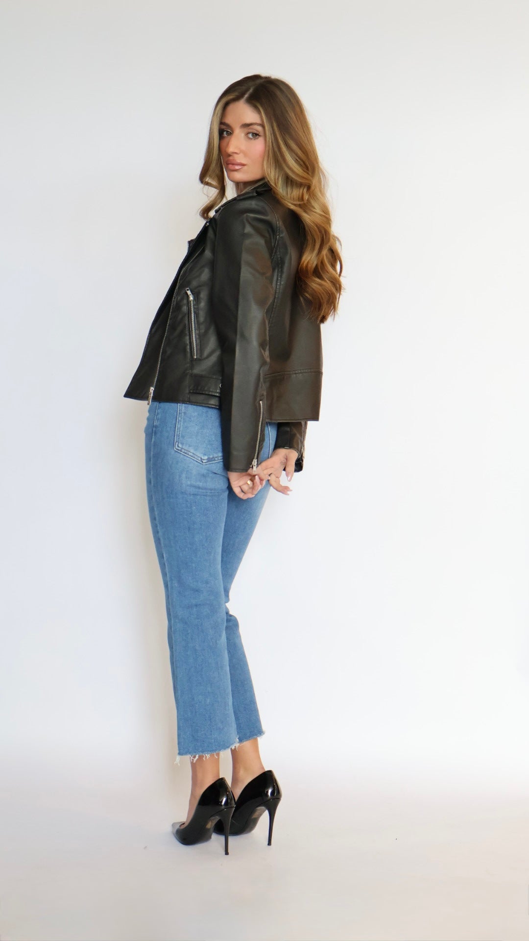 Just Black Denim Crop Flare Distressed Hem