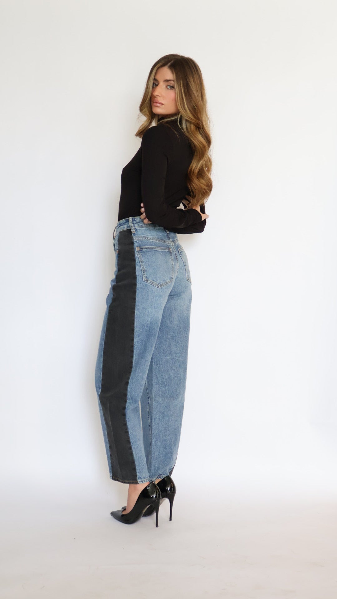 Habitual :Two Tone Ankle Barrel Leg Jeans