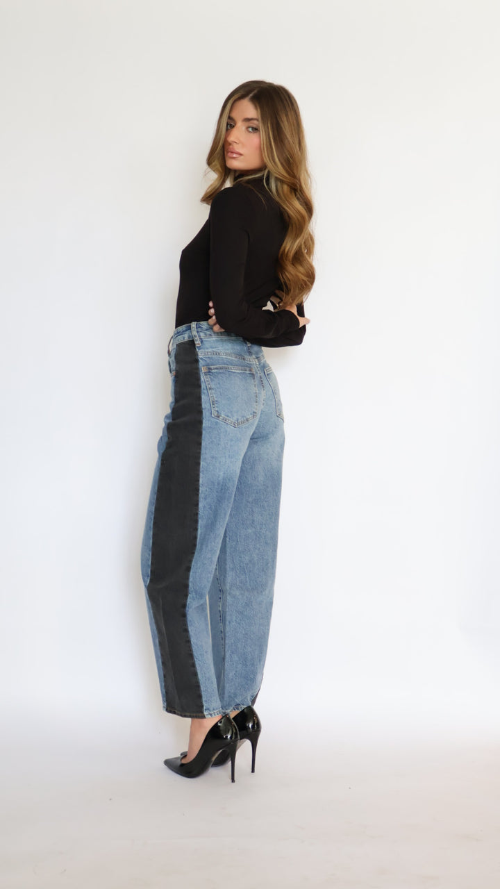 Habitual :Two Tone Ankle Barrel Leg Jeans