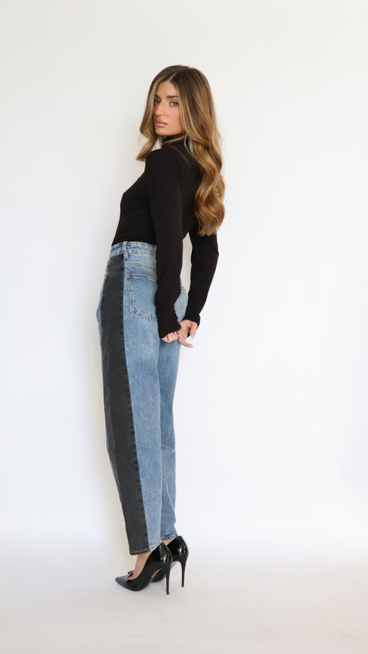 Habitual :Two Tone Ankle Barrel Leg Jeans