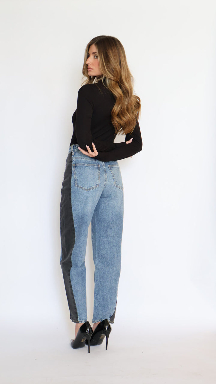 Habitual :Two Tone Ankle Barrel Leg Jeans