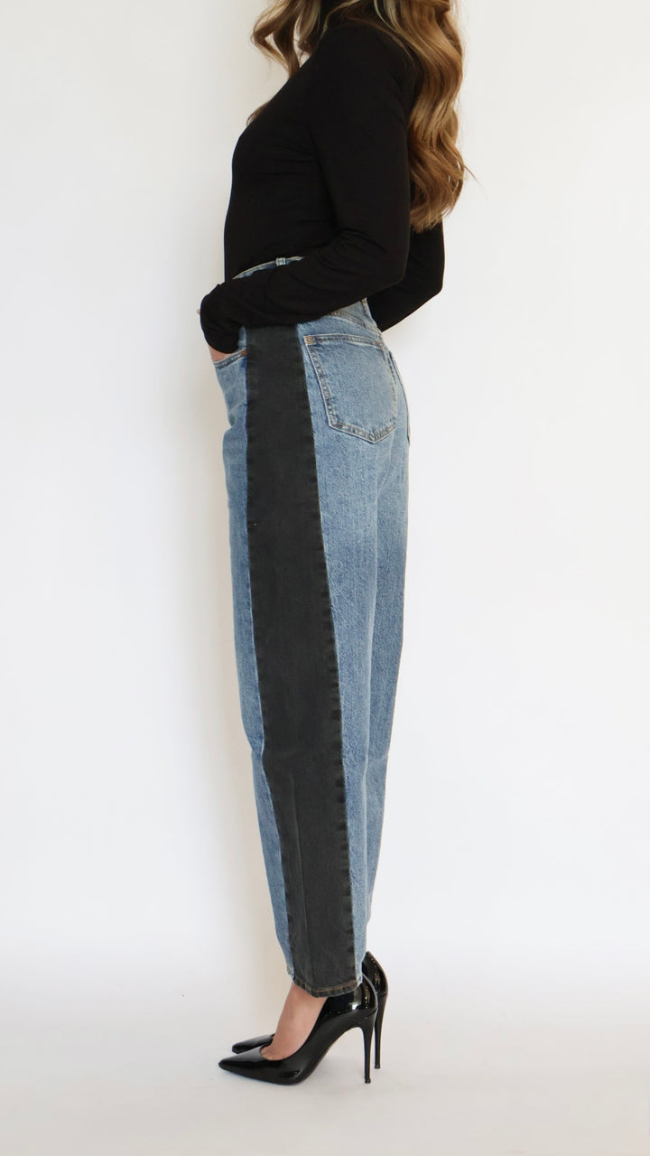 Habitual :Two Tone Ankle Barrel Leg Jeans