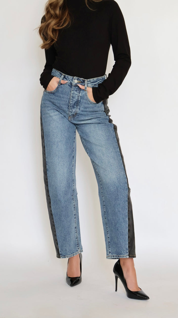 Habitual :Two Tone Ankle Barrel Leg Jeans