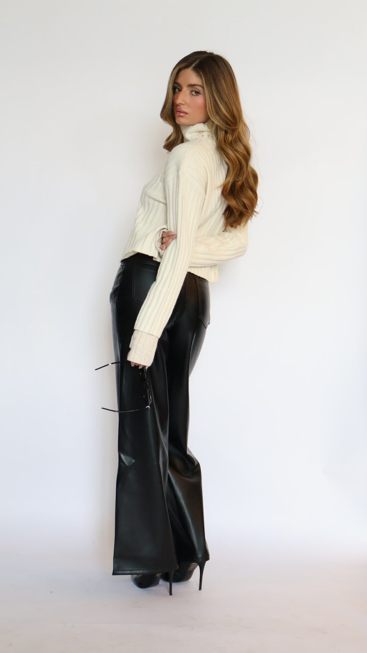 Habitual Vegan Leather Slouch Wide Leg Jeans