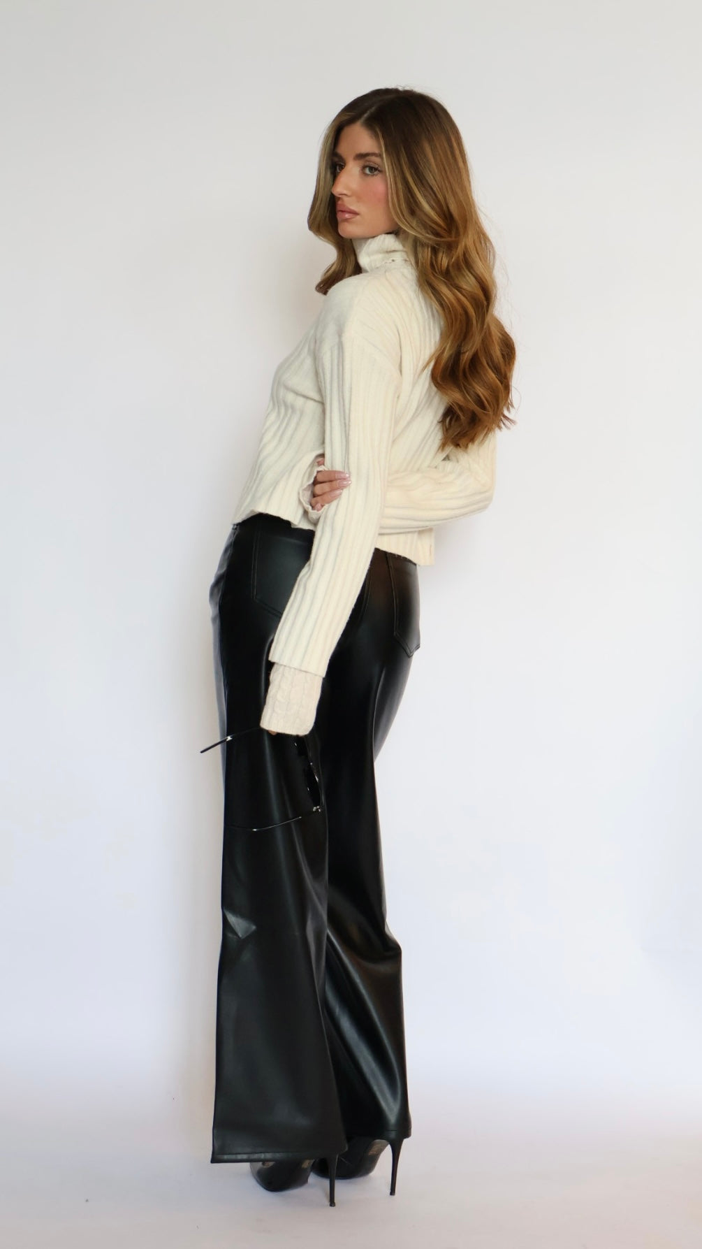 Habitual Vegan Leather Slouch Wide Leg Jeans