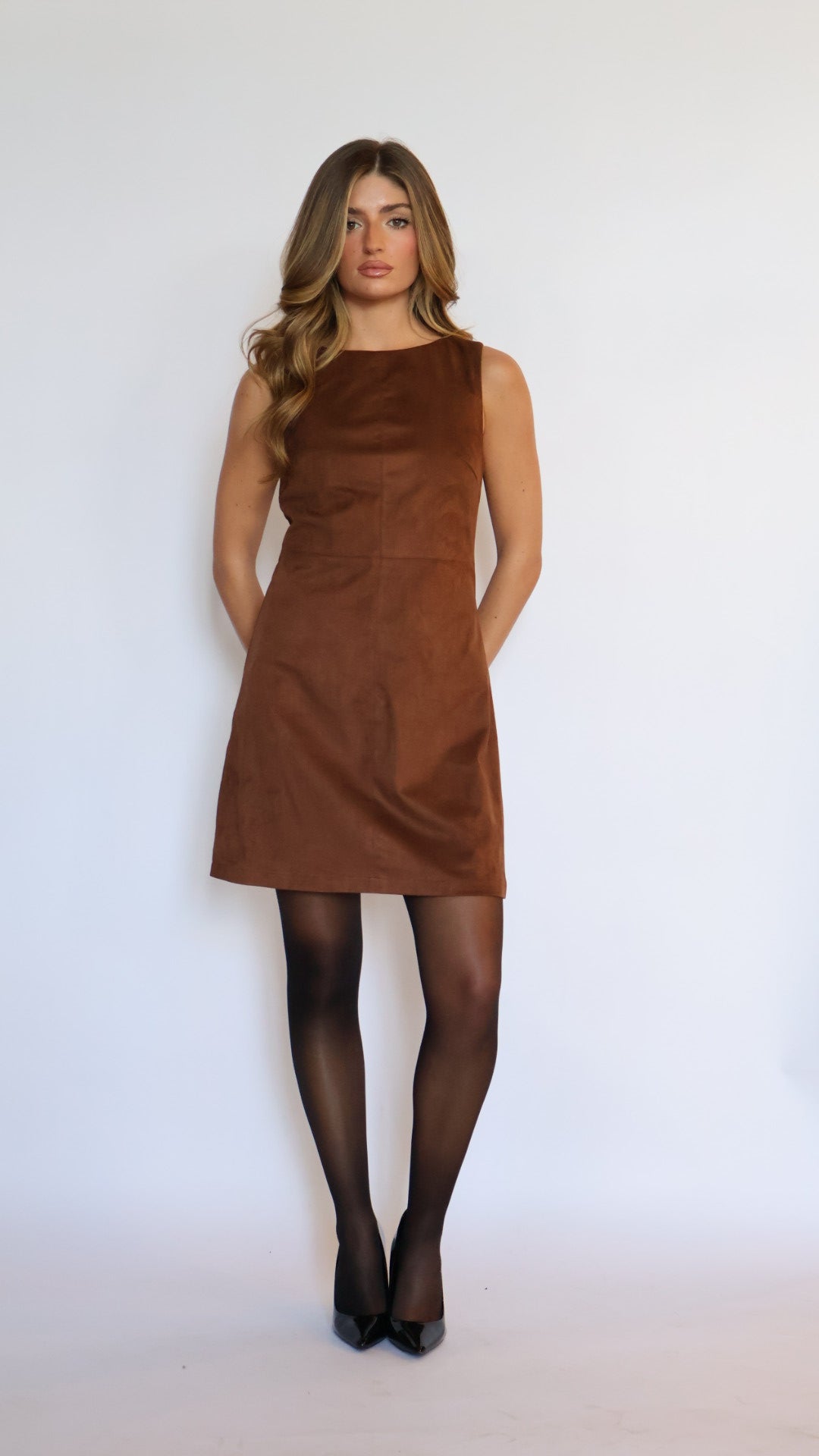 Habitual: Sleeveless Suede Shift Dress