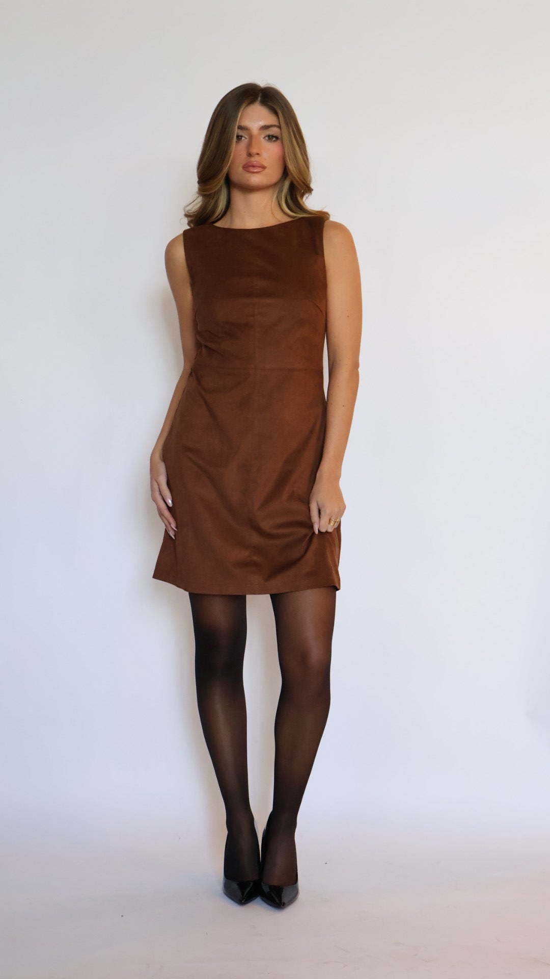 Habitual: Sleeveless Suede Shift Dress