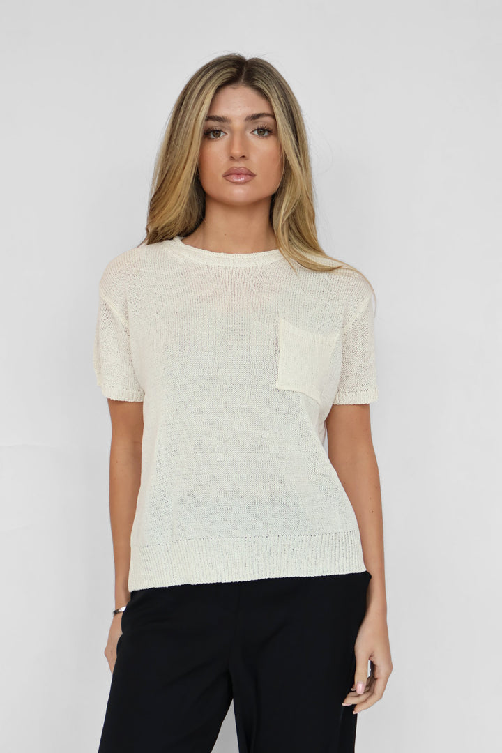 Short Sleeve Light Sweater Knit Top