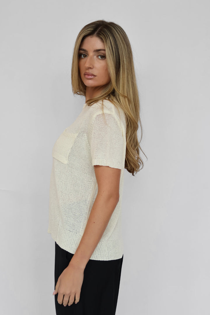 Short Sleeve Light Sweater Knit Top
