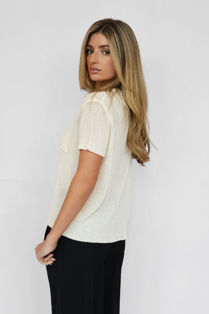 Short Sleeve Light Sweater Knit Top