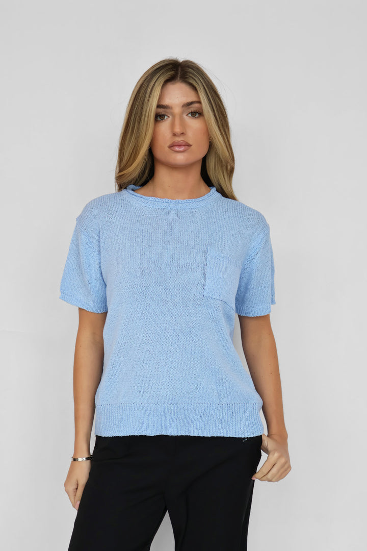 Short Sleeve Light Sweater Knit Top