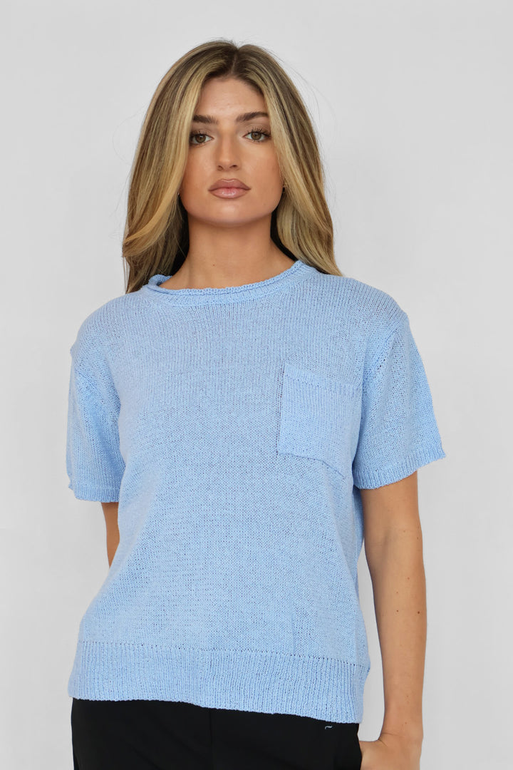 Short Sleeve Light Sweater Knit Top