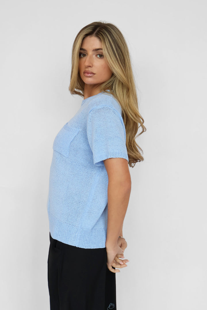 Short Sleeve Light Sweater Knit Top