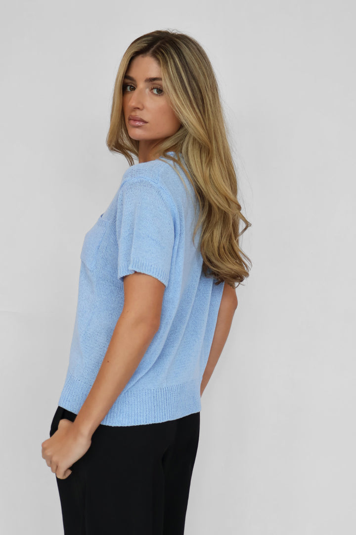 Short Sleeve Light Sweater Knit Top
