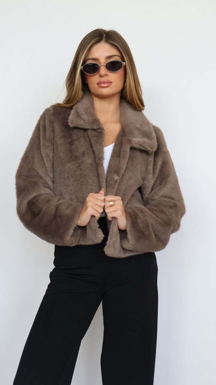 Vegan Fur Crop Coat