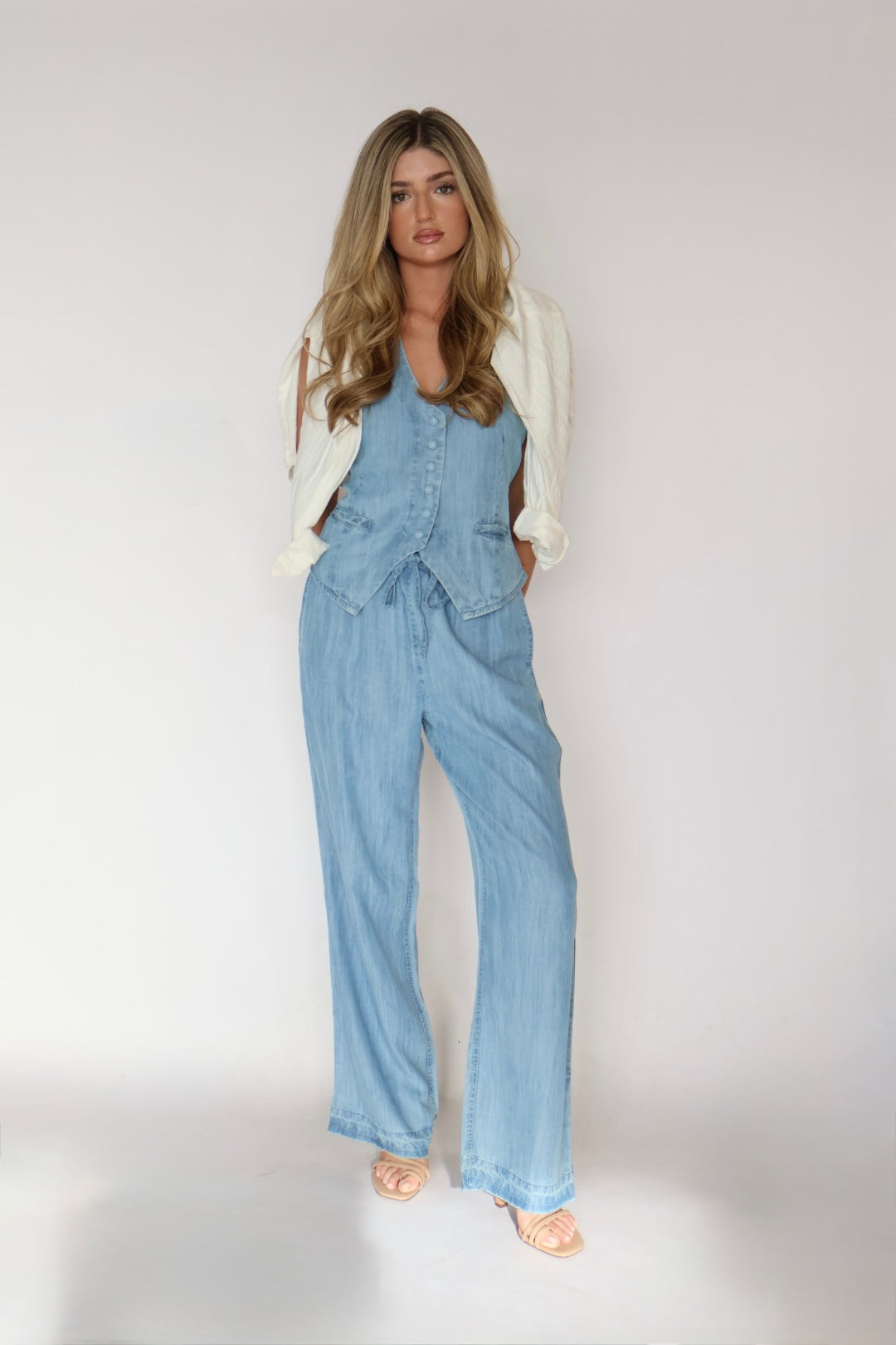 Chambray Drawstring Pants