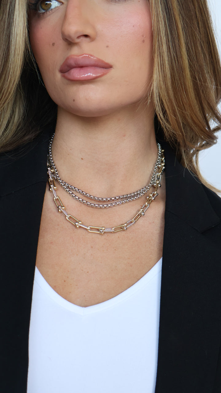 Multi Layer Two Tone Necklace