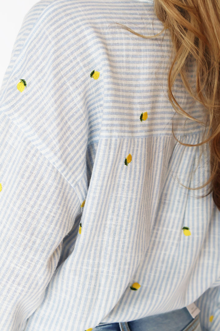 Stripe Lemon Button Down Top