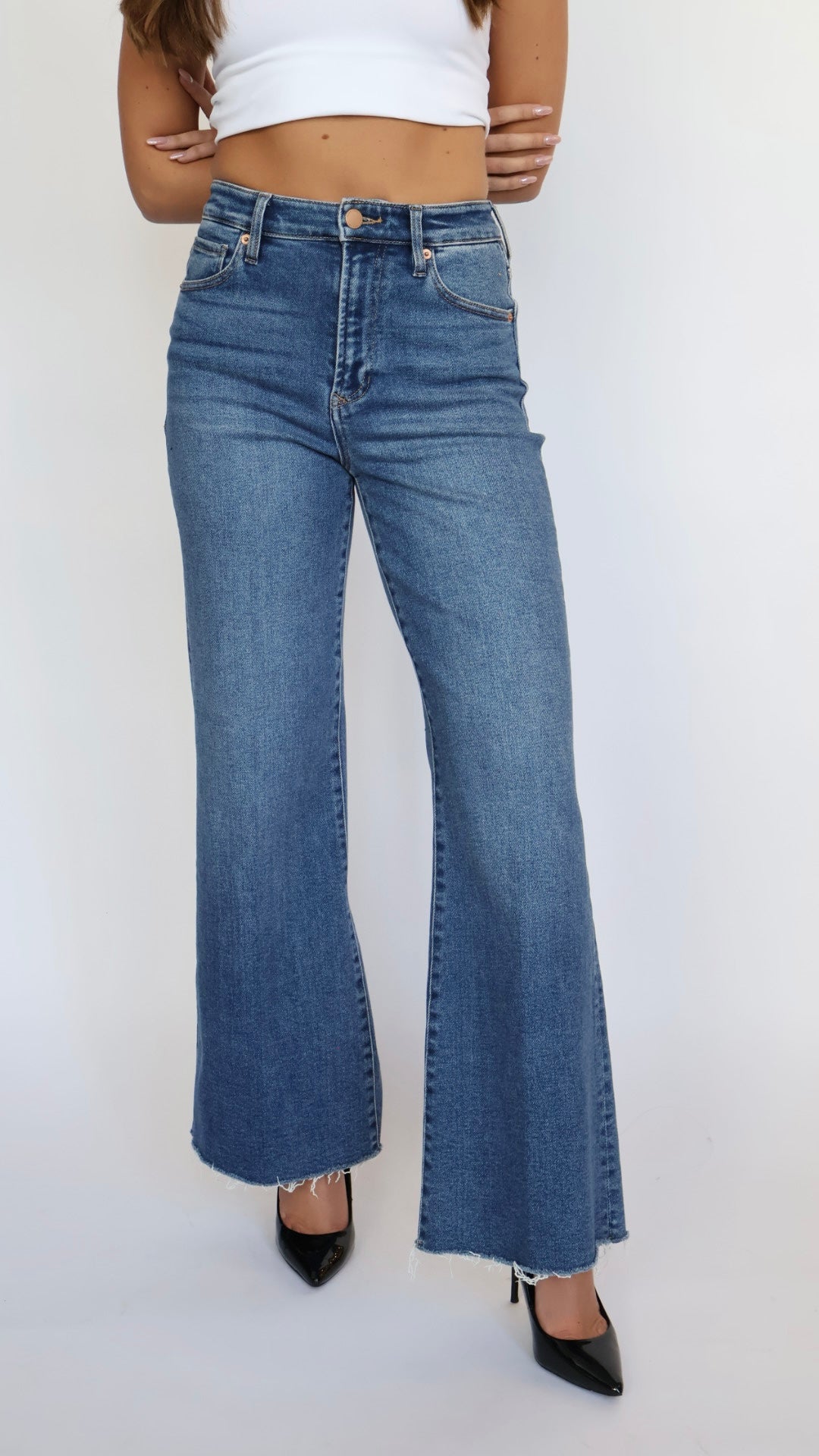 Dear John Denim Fiona Slim Wide Leg Jeans Midtown