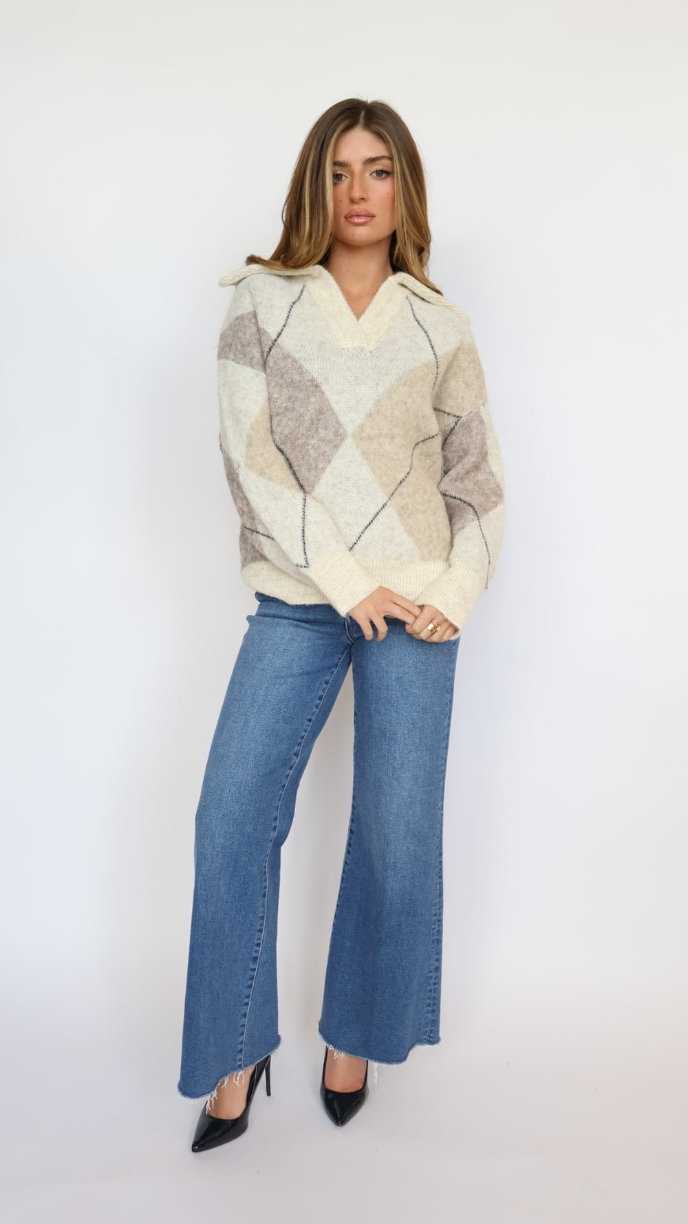 Argyle V Neck Sweater