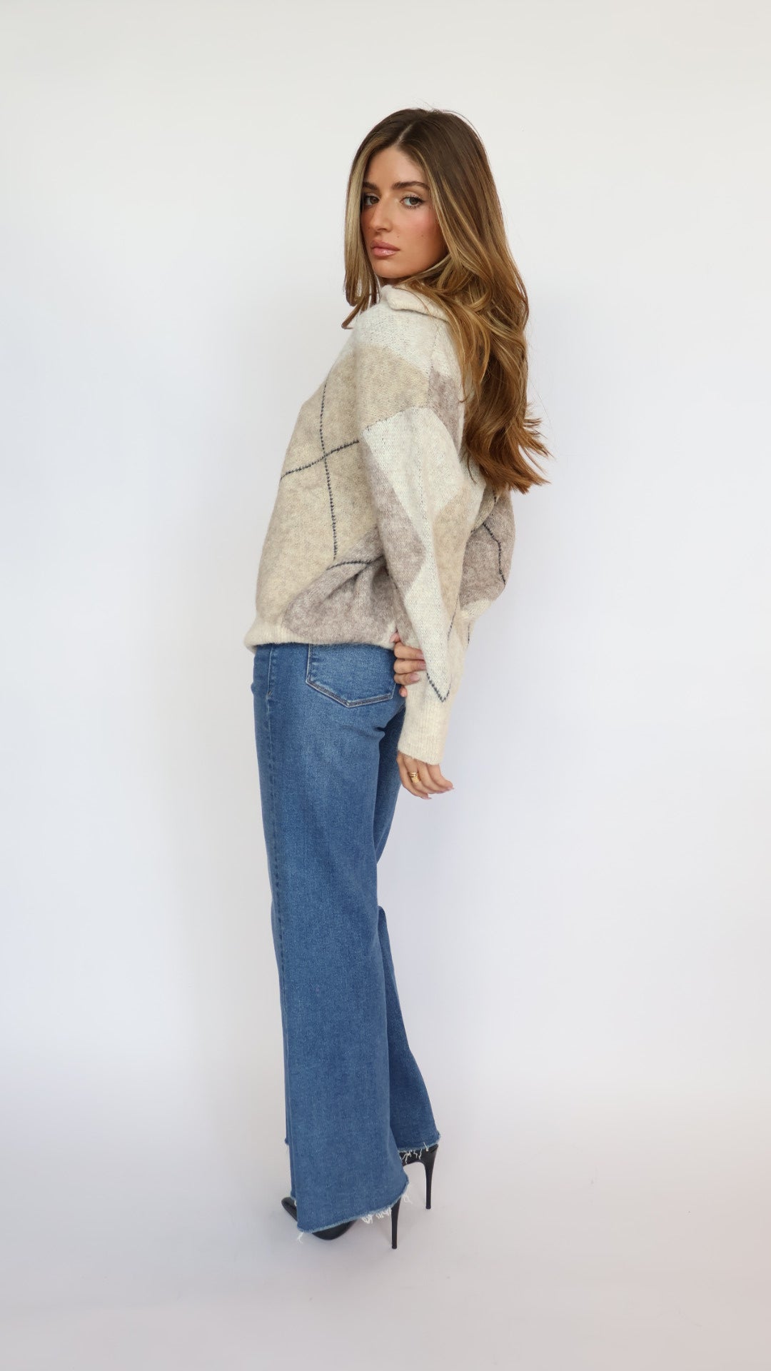 Argyle V Neck Sweater