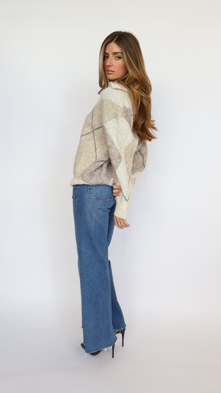 Argyle V Neck Sweater