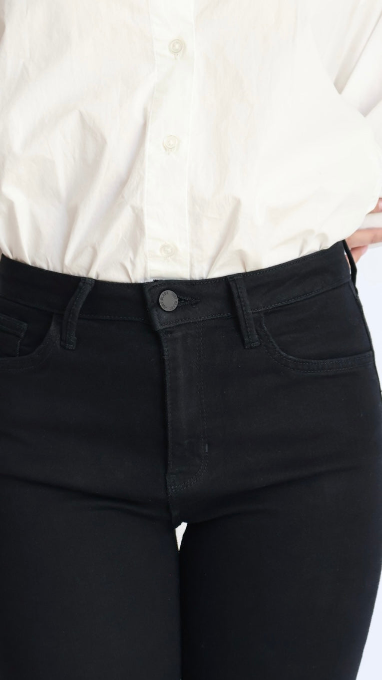 Just Black Denim High Rise Tonal Crop Flare Jeans- Jet Black