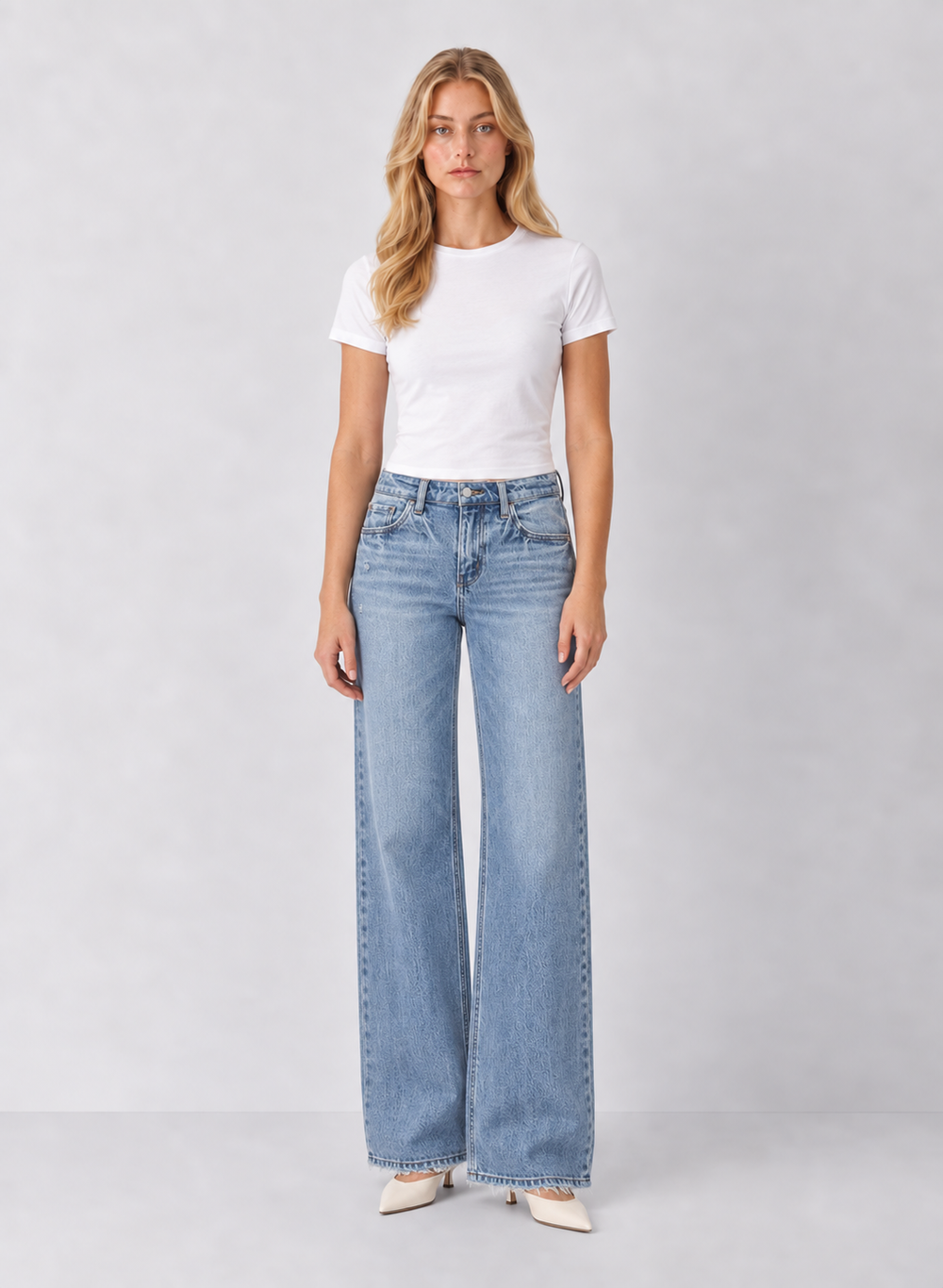 Vervet Emily Mid Rise Slim Wide Leg