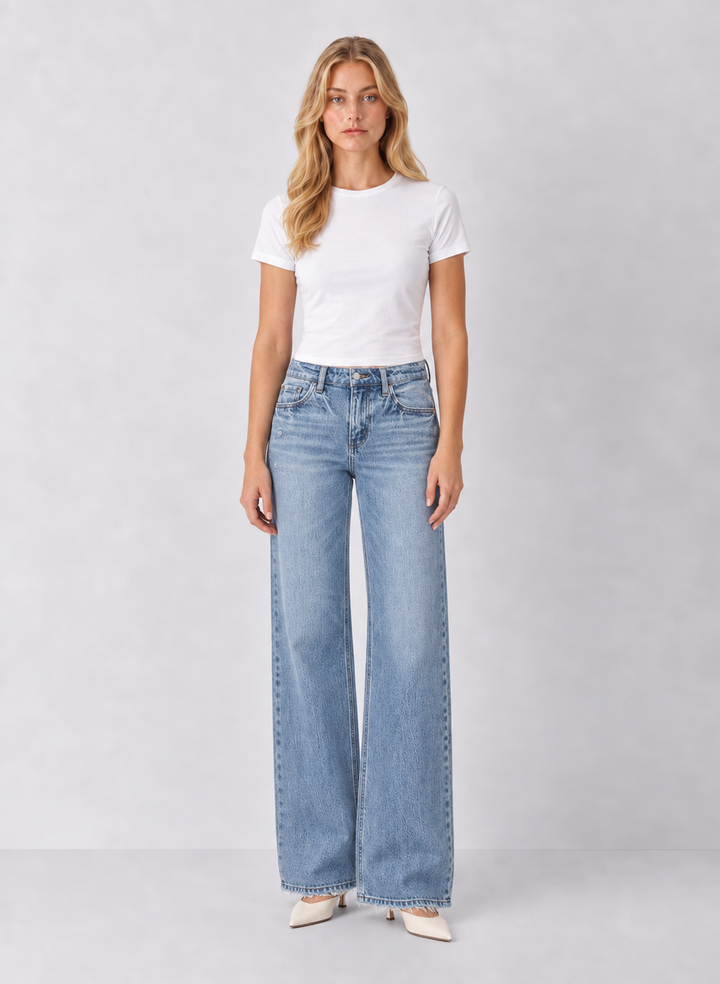 Vervet Emily Mid Rise Slim Wide Leg