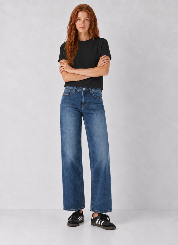 Just Black Denim Calista Mid Rise Slim Wide Leg