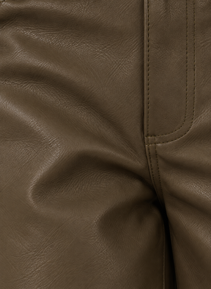 Dear John Fiona Wide Leg Leather Jeans - Oakmoss