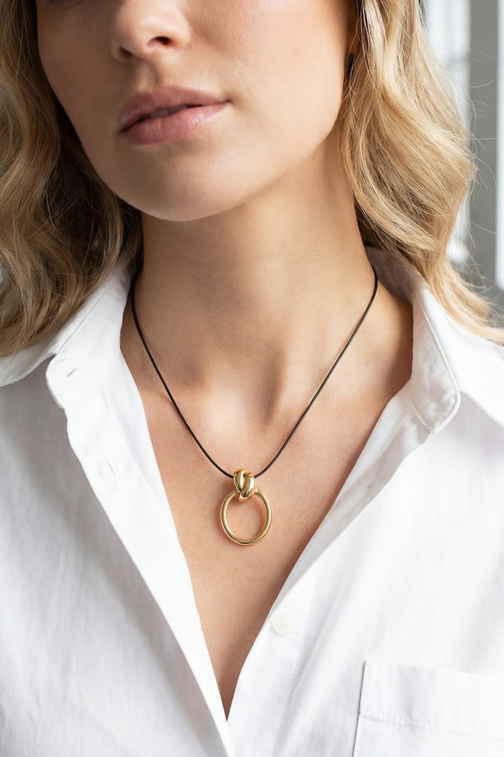 Oval Hoop Pendant Cord Necklace