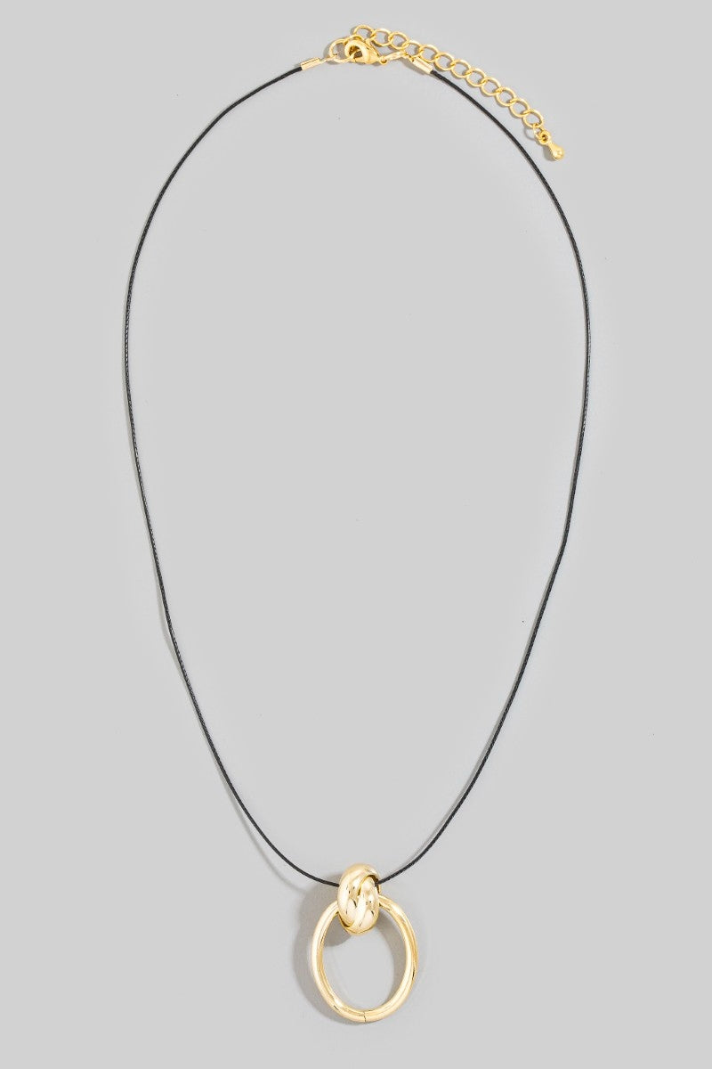 Oval Hoop Pendant Cord Necklace
