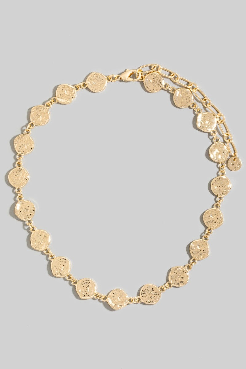 Hammered Disc Link Chain Necklace