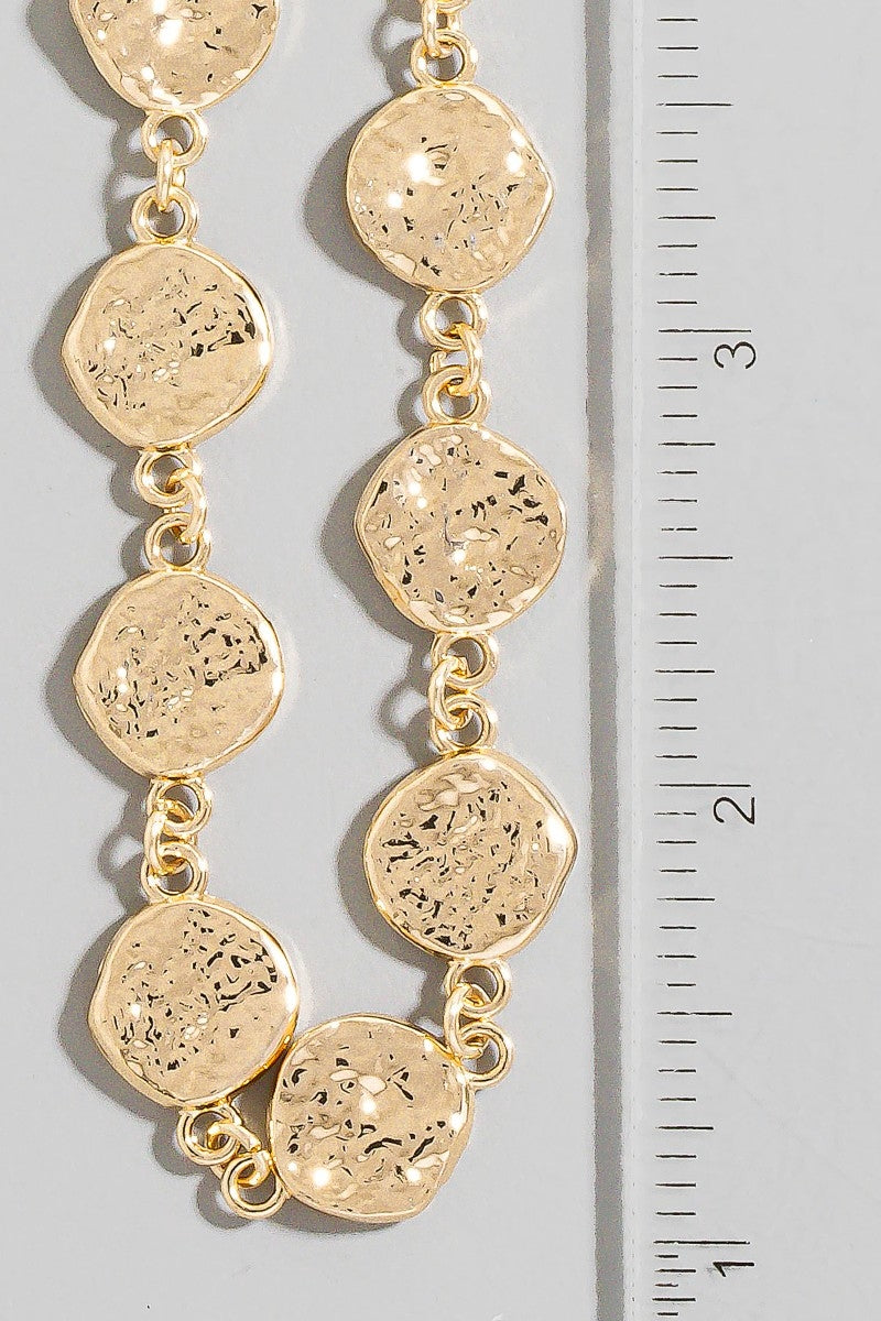 Hammered Disc Link Chain Necklace