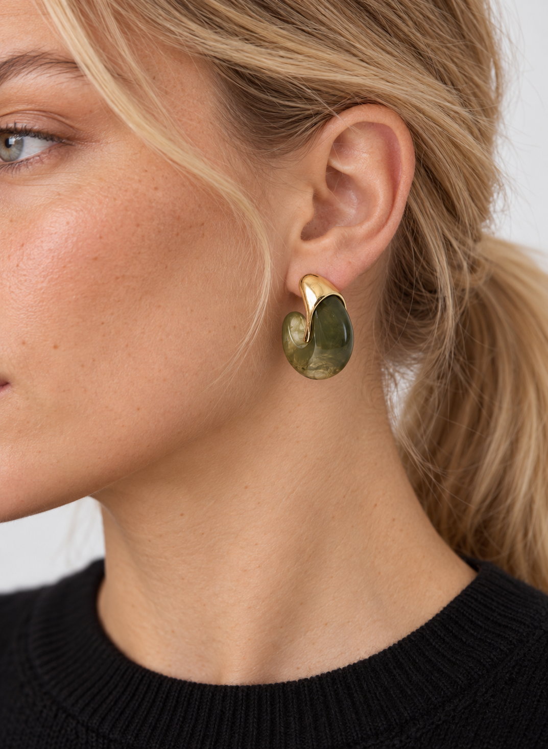 Olive Resin Statement Hoops