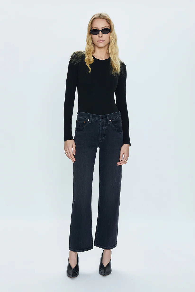 Pistola Lexi Mid Rise Bowed Straight Leg Jeans - Mercury