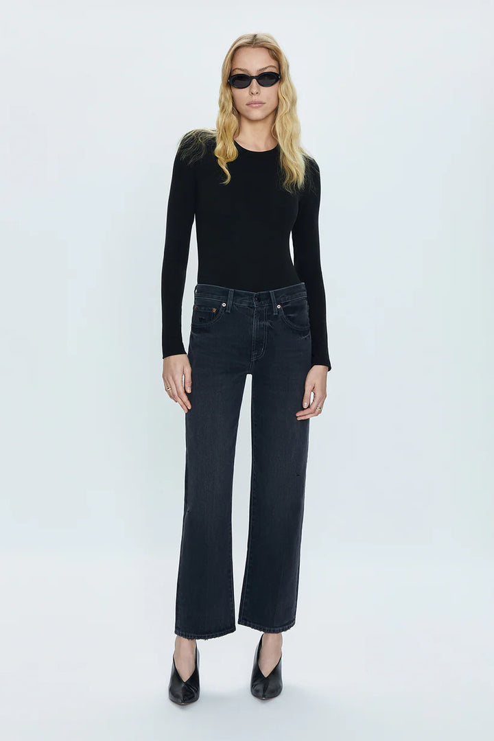Pistola Lexi Mid Rise Bowed Straight Leg Jeans - Mercury