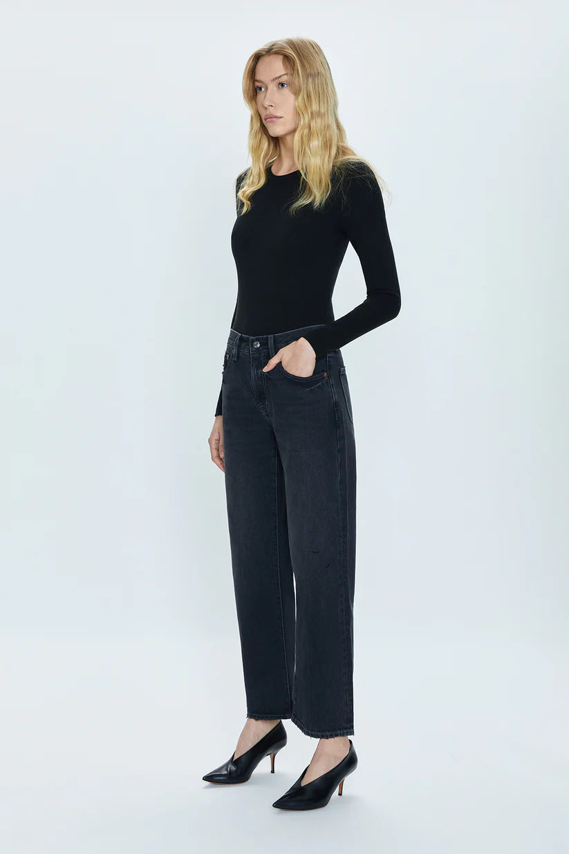 Pistola Lexi Mid Rise Bowed Straight Leg Jeans - Mercury
