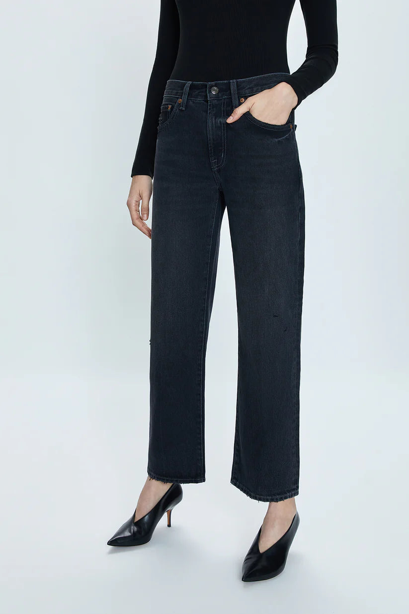 Pistola Lexi Mid Rise Bowed Straight Leg Jeans - Mercury